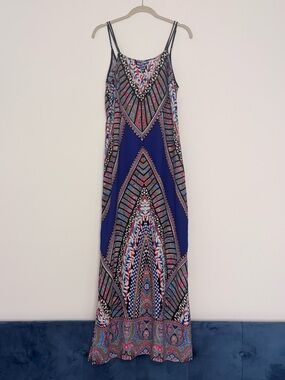 Geometric Boho Maxi Dress Colorful Vacation Size S